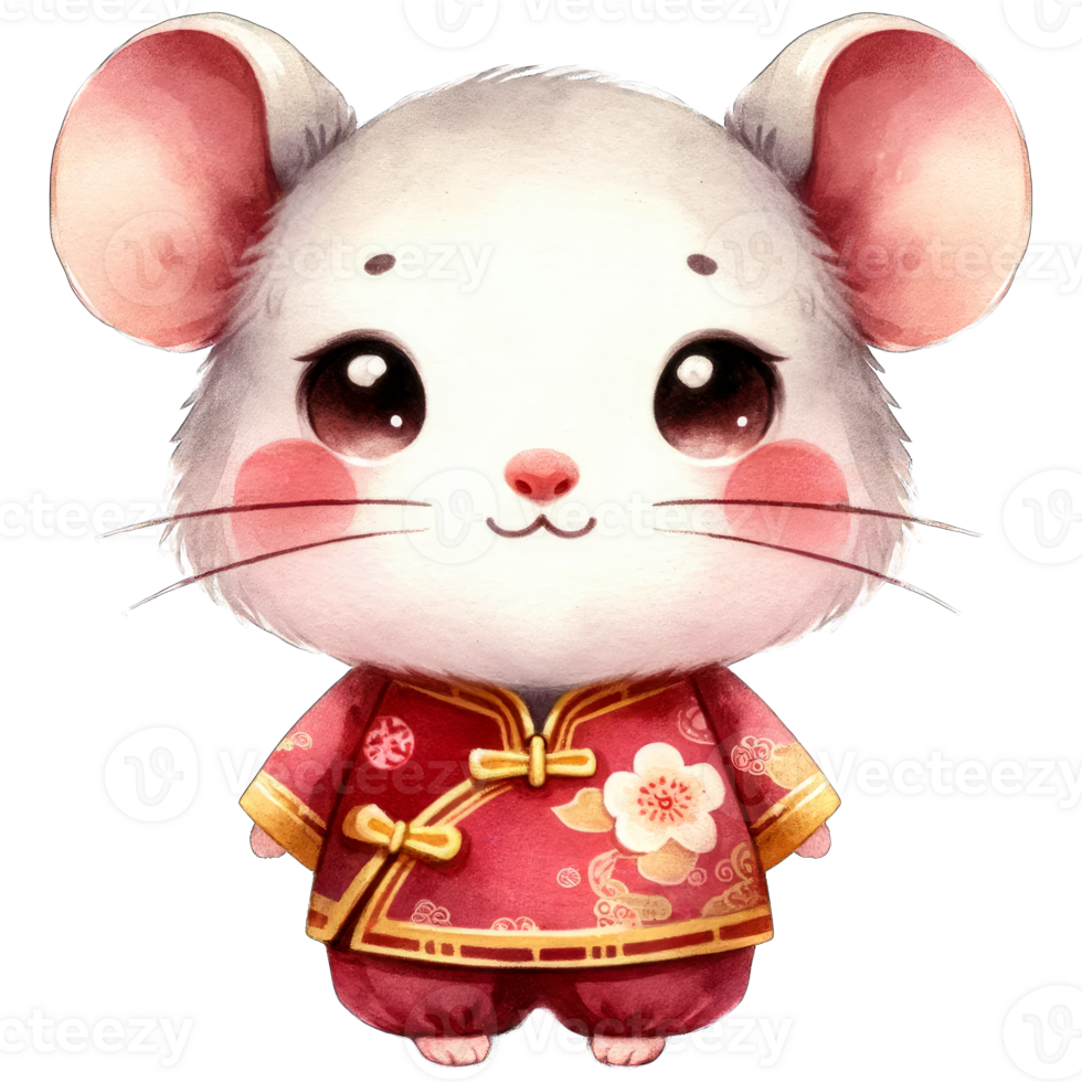 AI generated Watercolor Illustration of Rat Chinese Zodiac AI Generative png