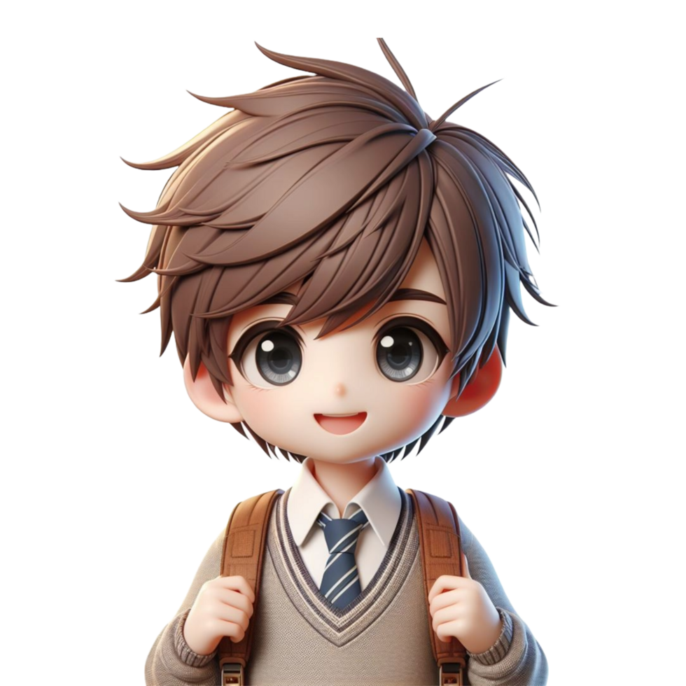 AI generated 3d render illustration of cute boy AI Generative png