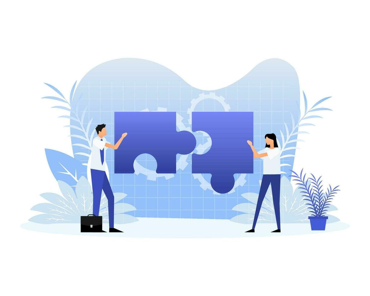 Puzzle people, great design for any purposes. Isometric vector illustration