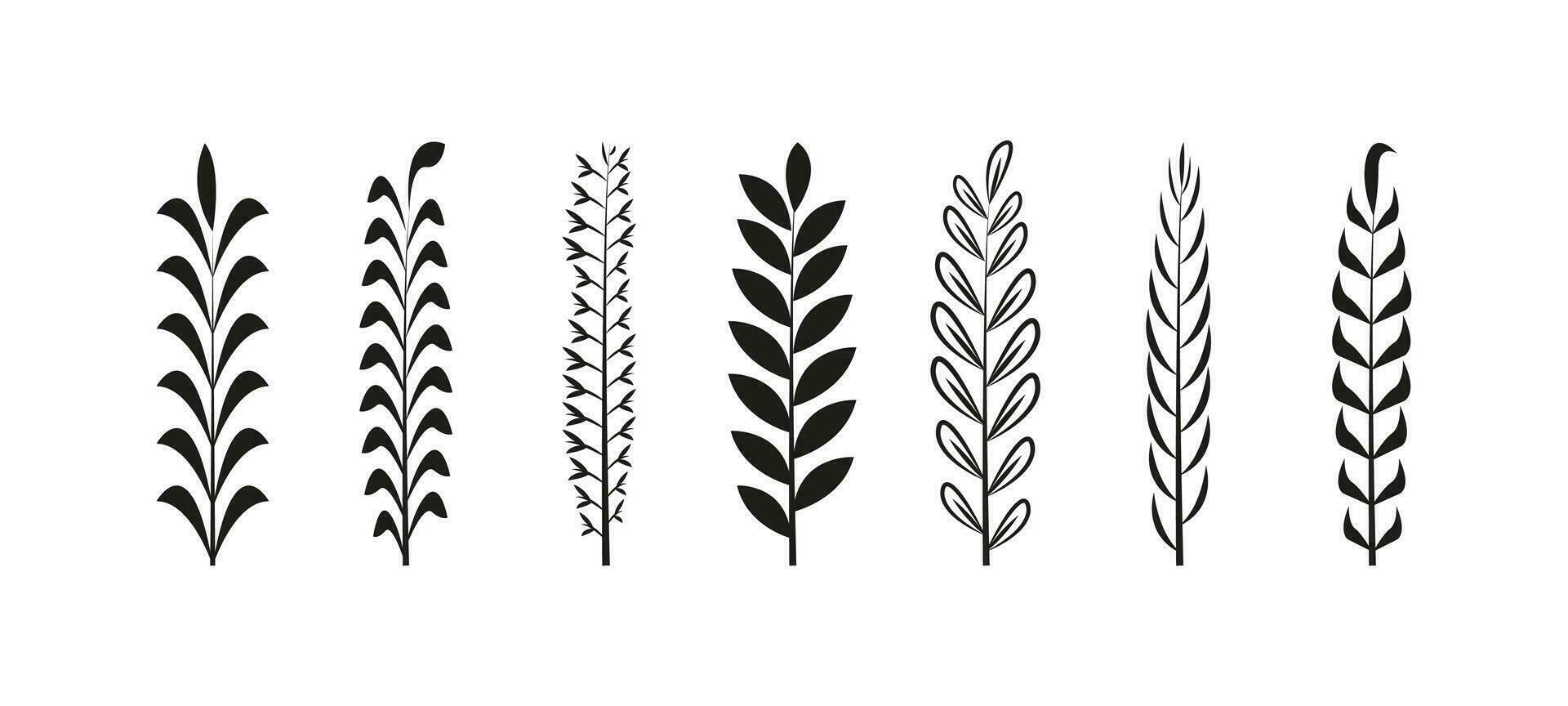 plantas bosquejo, genial diseño para ninguna propósitos. conjunto de mano dibujado flores, hojas y ramas vector