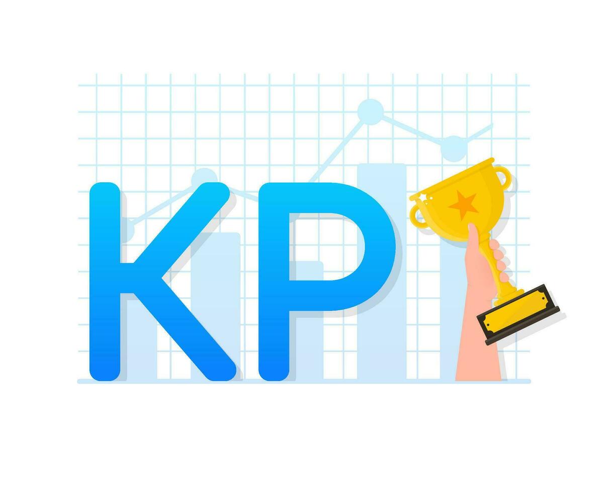 Flat icon with kpi for marketing design. Financial investment. Business data analysis vector