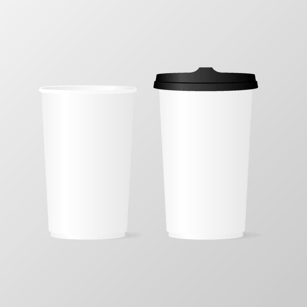 Close up take-out coffee with brown cap and cup holder. vector