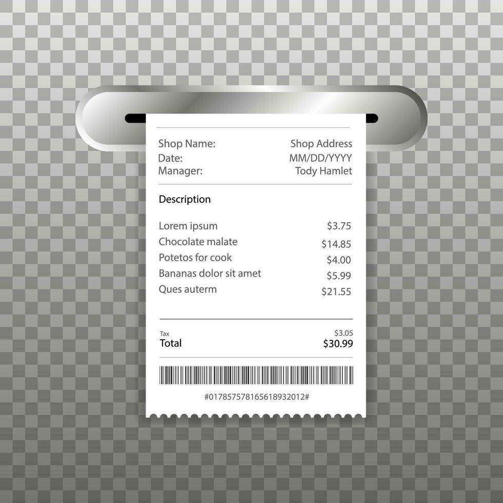 Receipt icon in a flat style isolated. Invoice sign. Vector illustration.