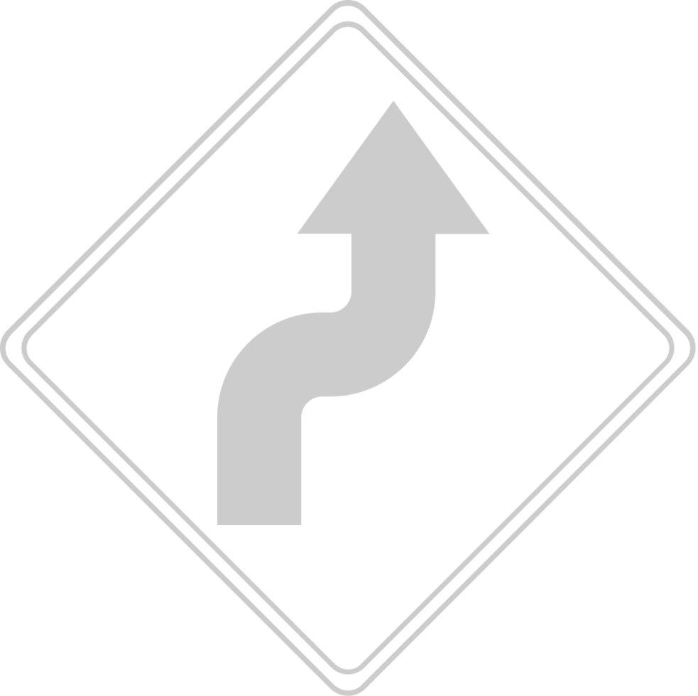 sharp reverse curves ahead road sign vector