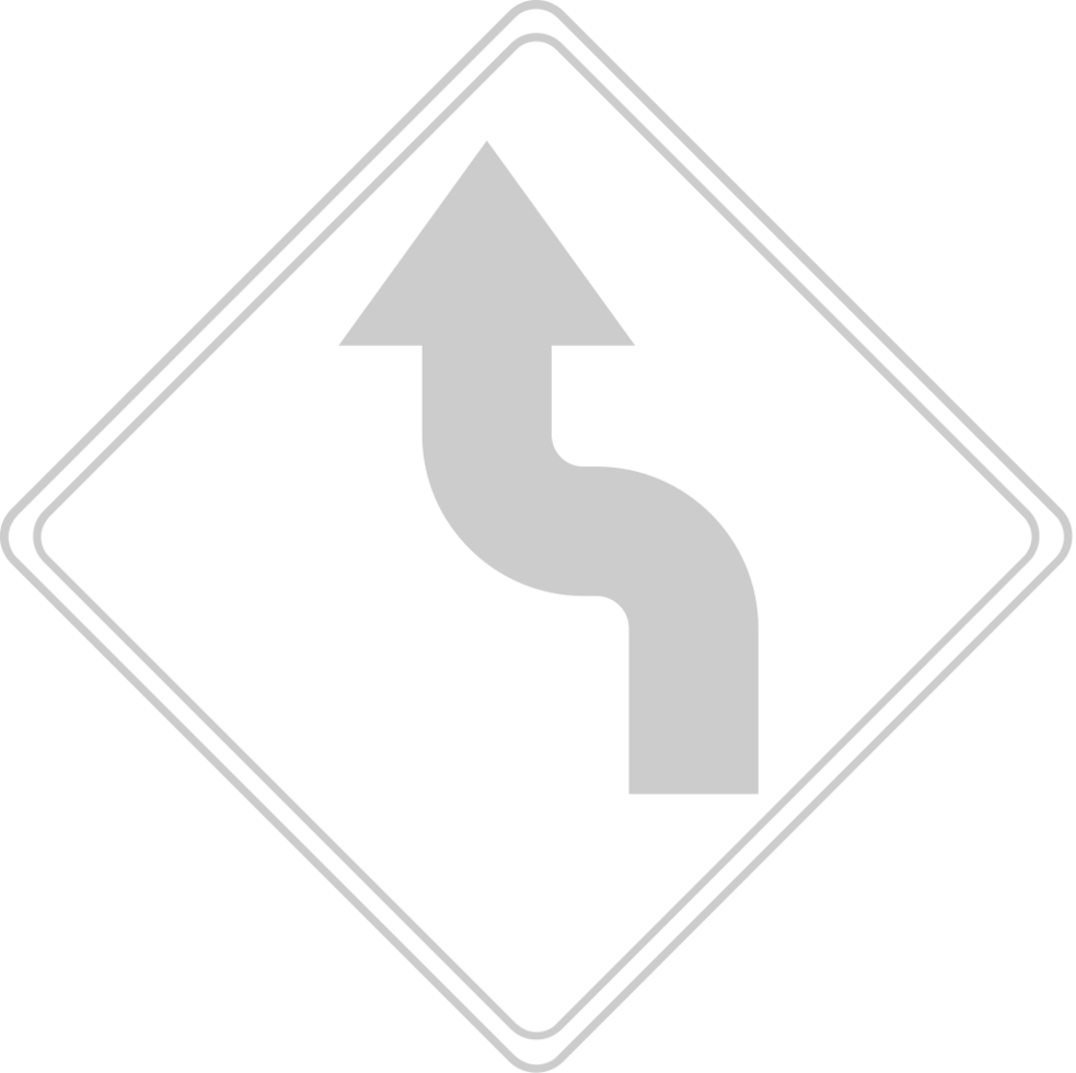 sharp reverse curves ahead road sign vector