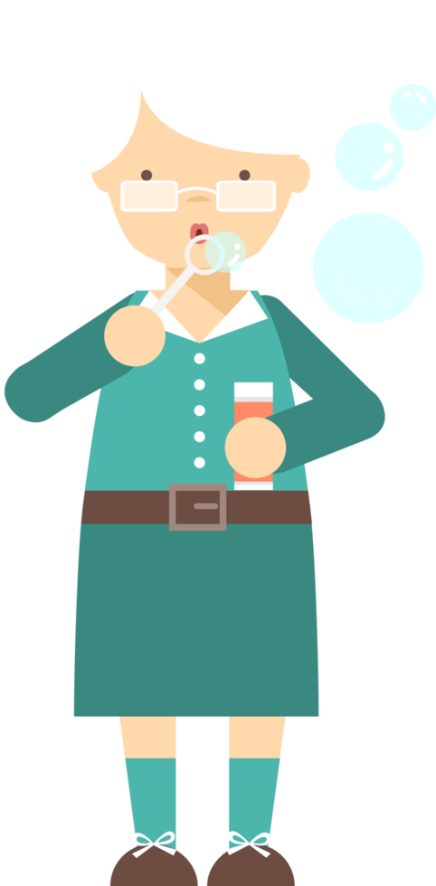 Grandma blowing bubbles vector