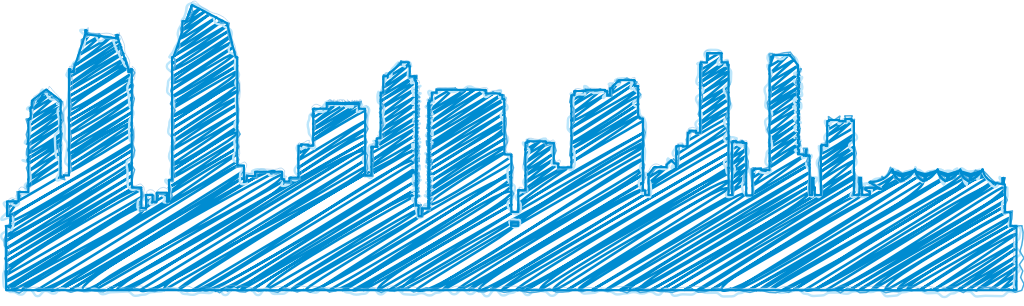 City skyline scribble vector