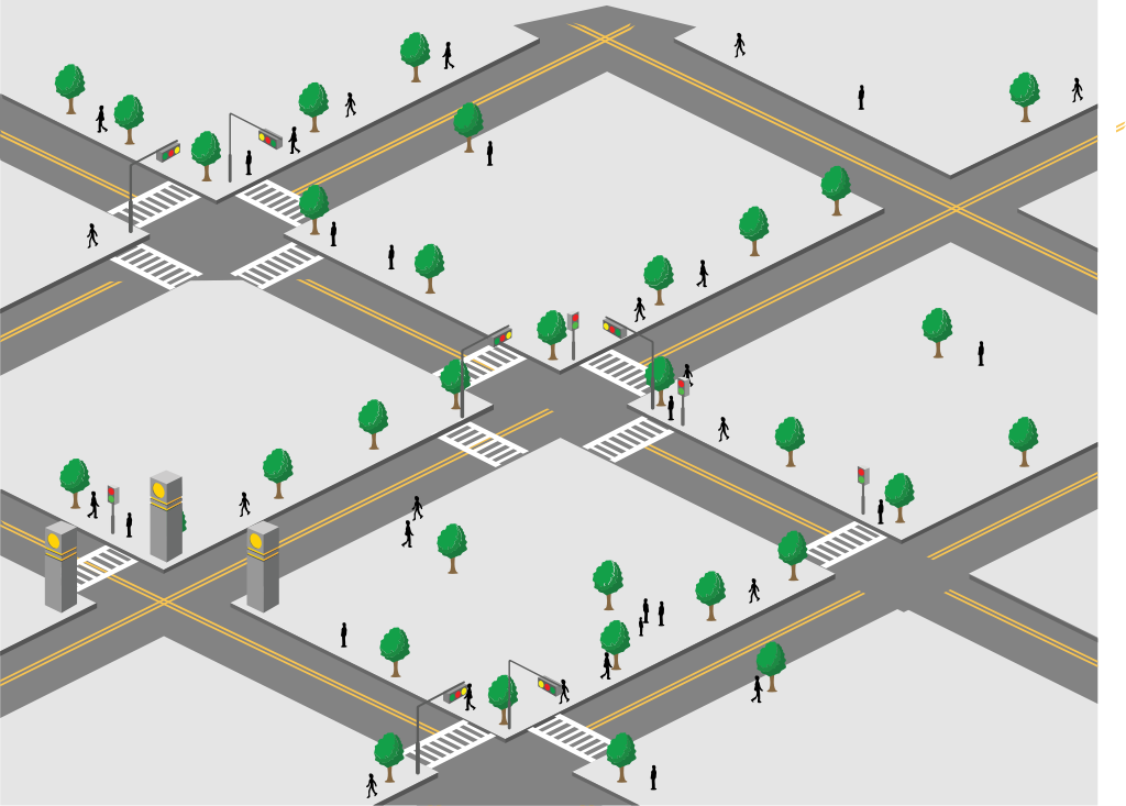 City road isometric vector