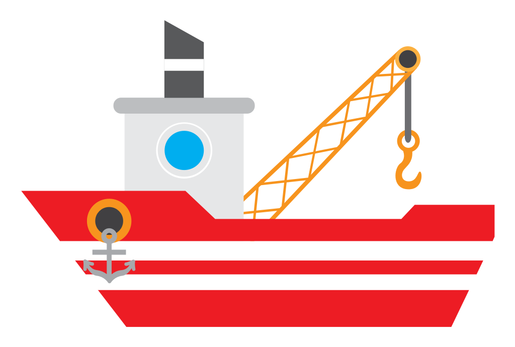 crane ship vector