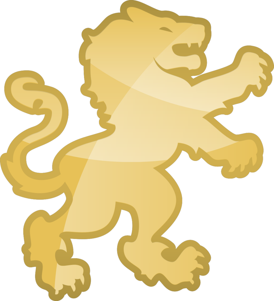 Lion rampant crest gold vector