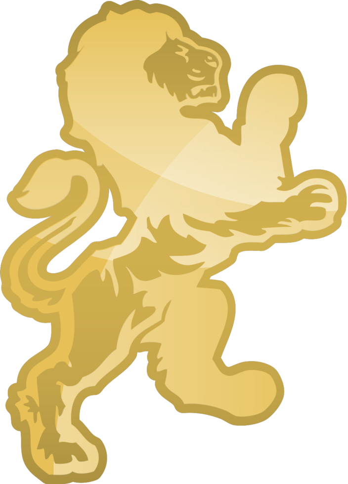 Lion rampant crest gold vector