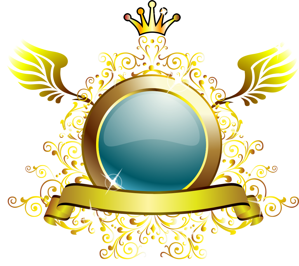 Circle shield wing decoration vector