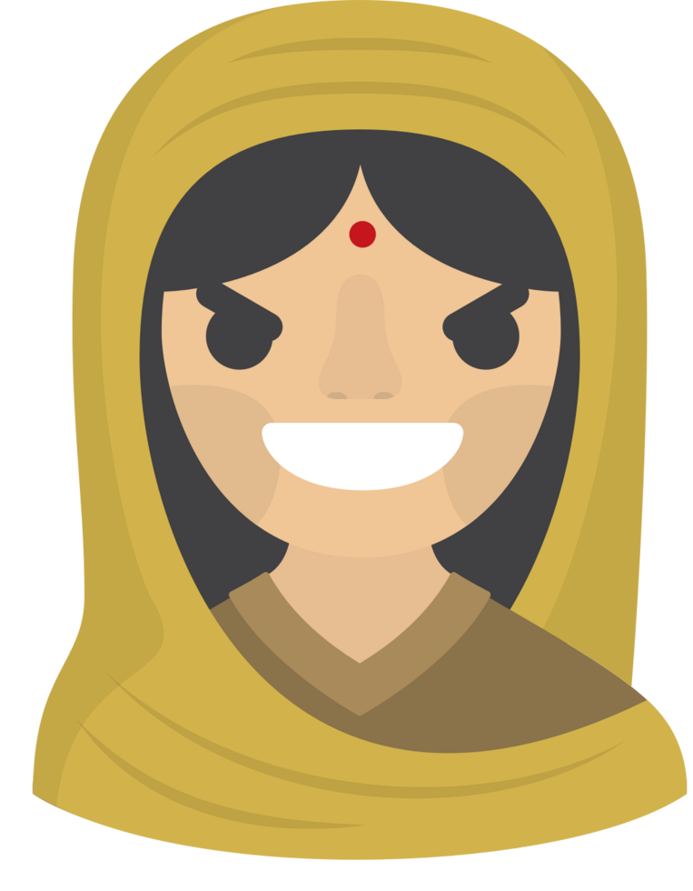 emoji indio mujer mal sonrisa vector