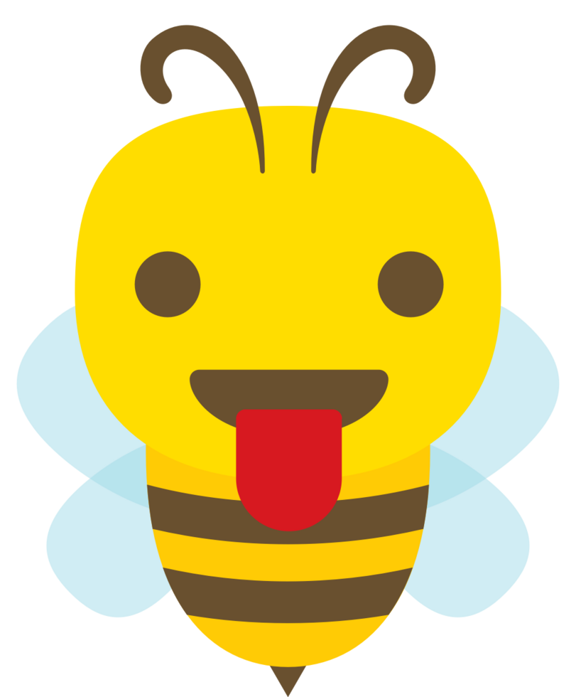 lengua de dibujos animados de abeja emoji vector