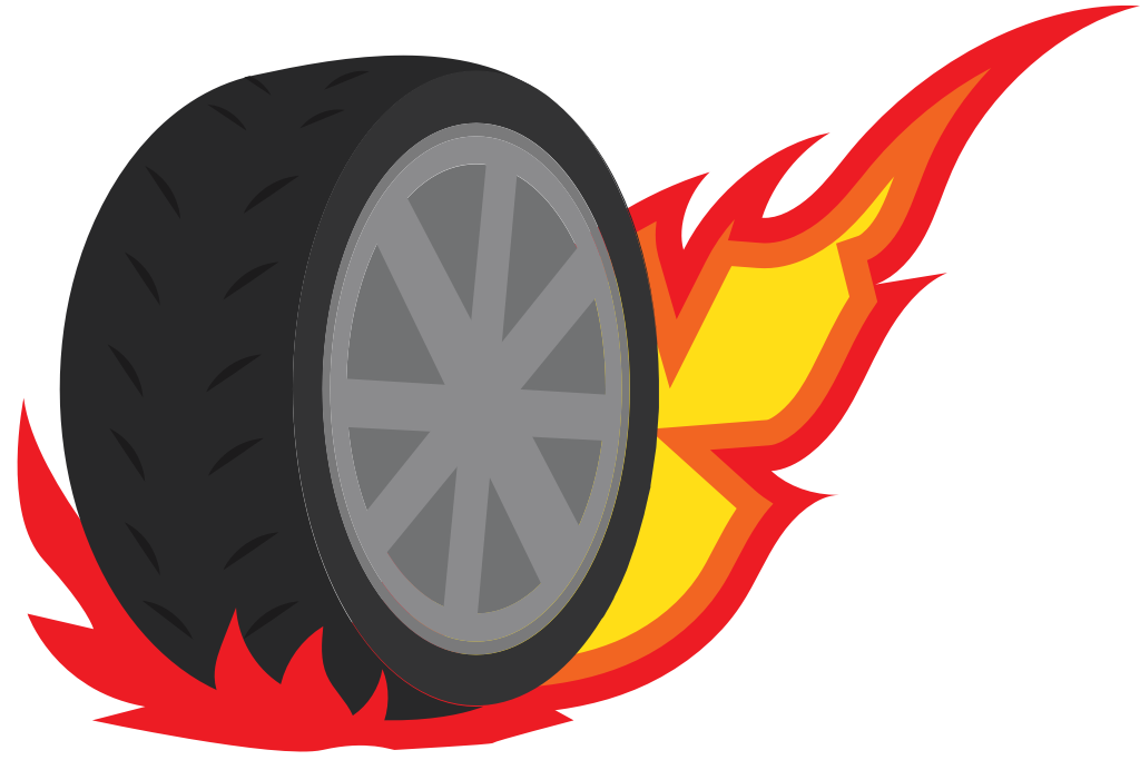Burn out tire vector