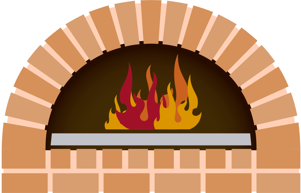 horno de pizza en llamas vector