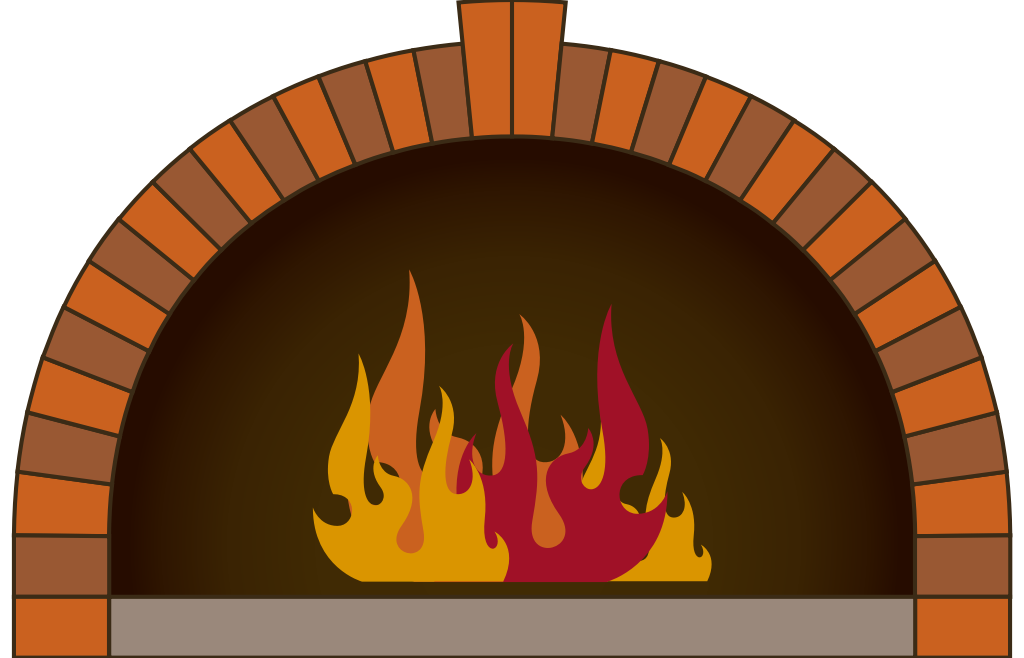 horno de pizza en llamas vector