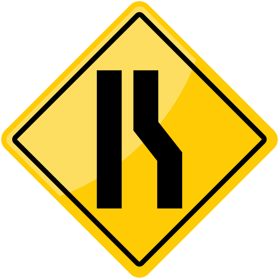 road narrow sign vector