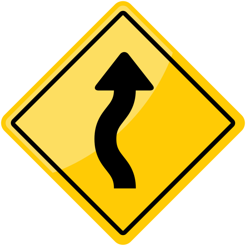 single lane shift pair road sign vector