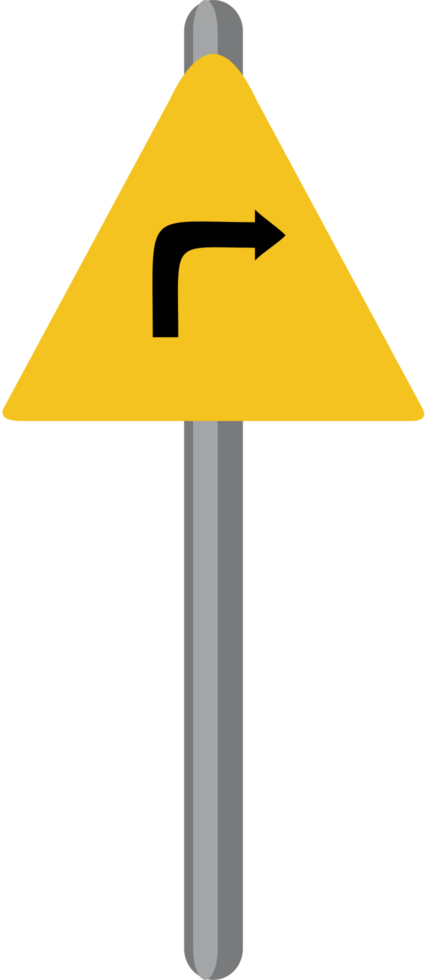 turn right curve road sign vector