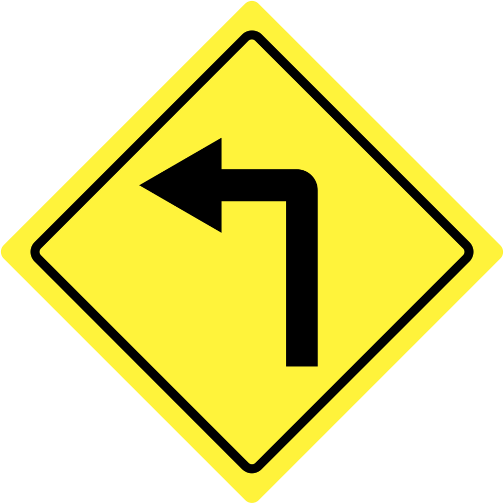 turn left curve road sign vector