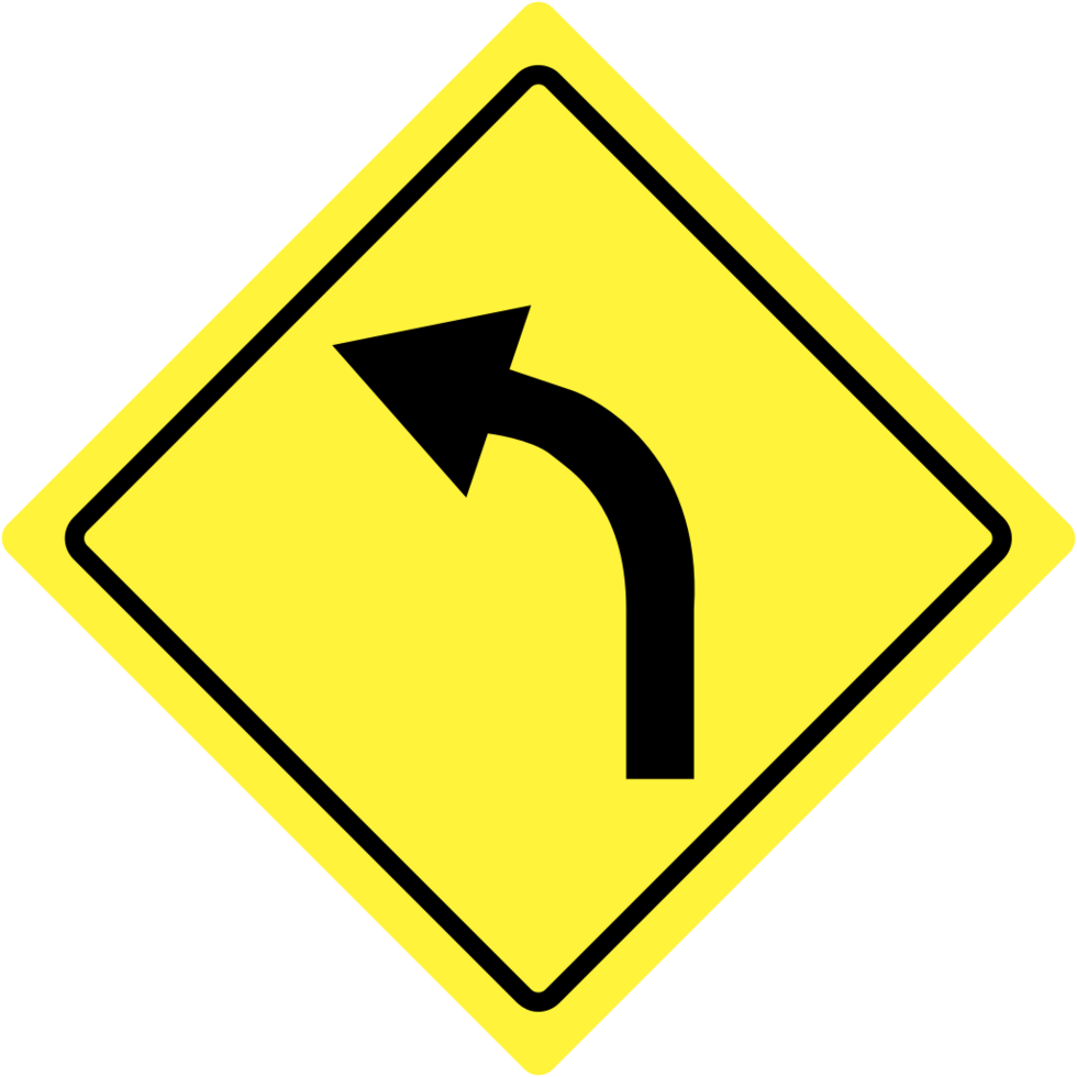 turn left curve road sign vector