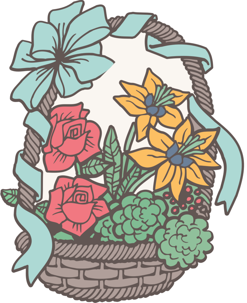 Basket with flower vector