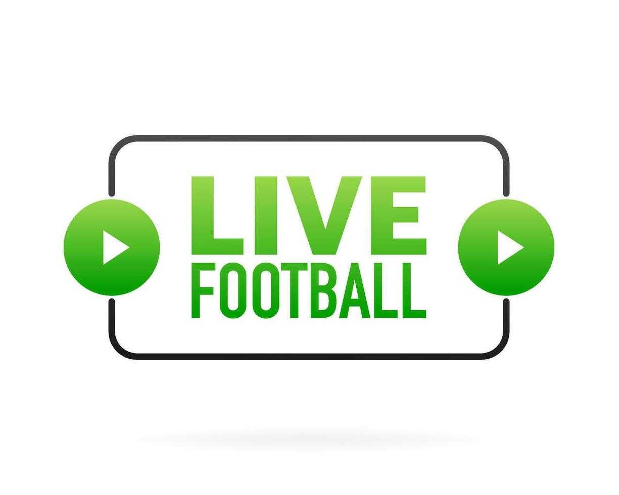 Live football banner in flat style on white background. Play video. Online match. Web media. Vector illustration.