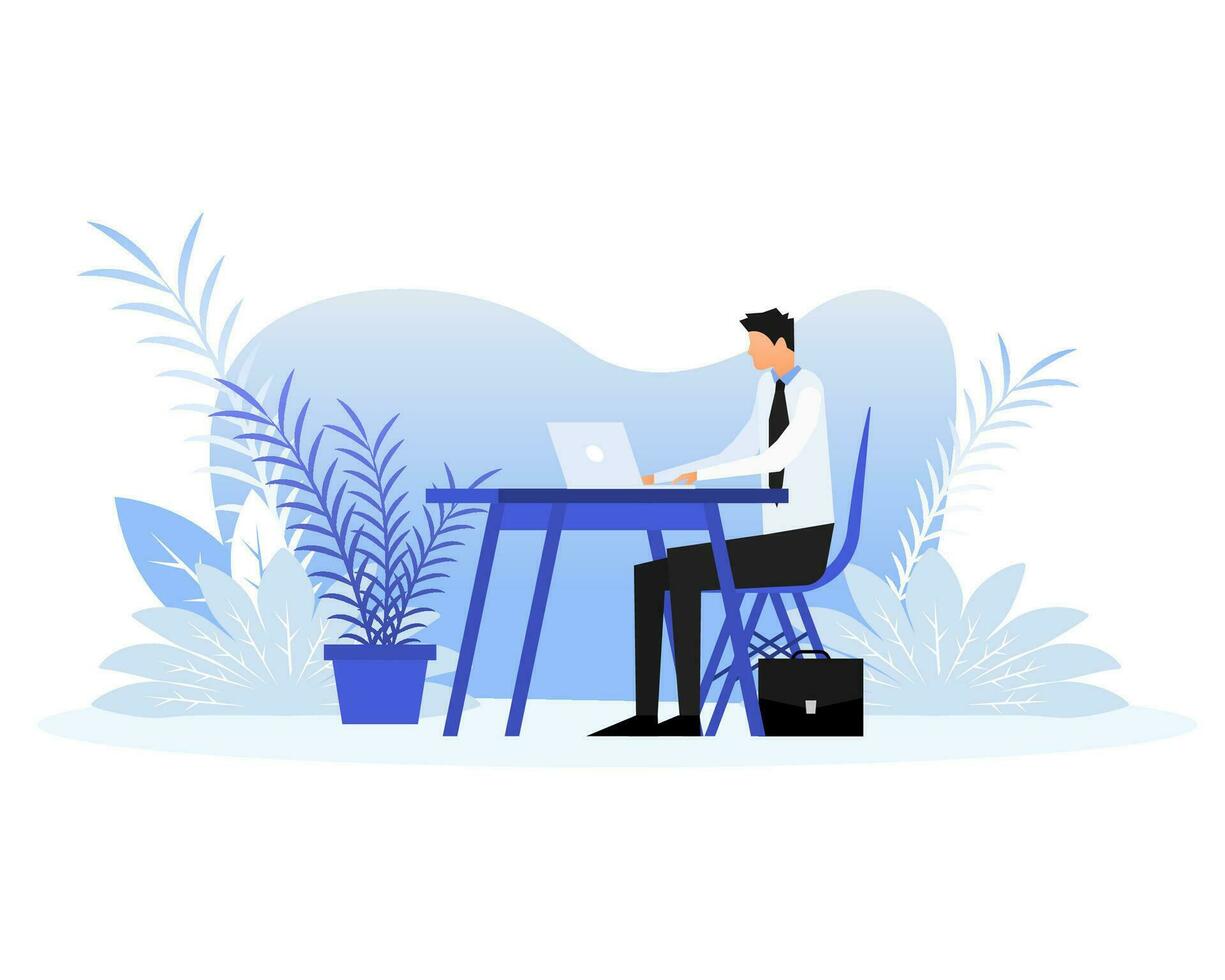 Office worker. Coworking space. Job interview. Freelance or studying vector