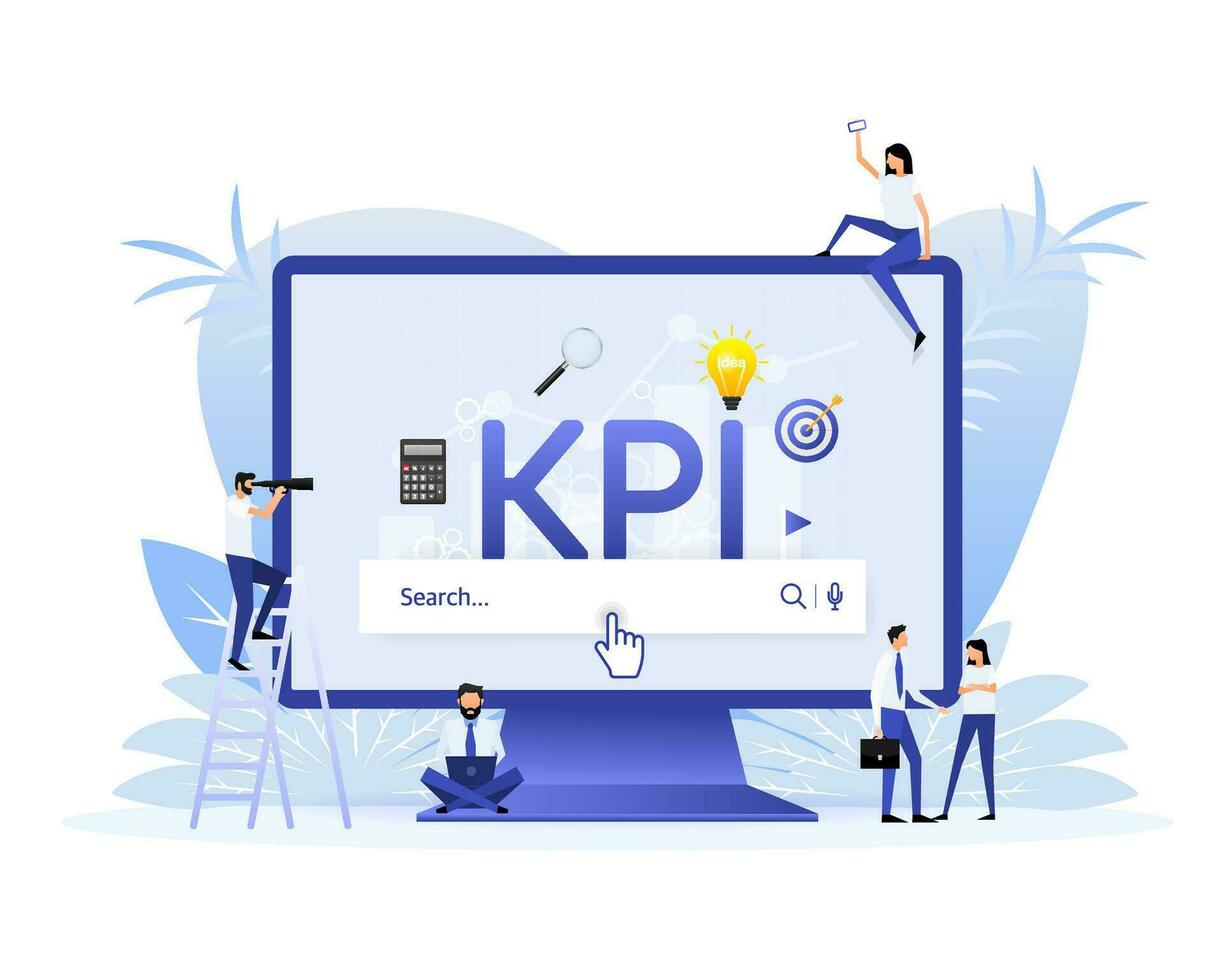 Flat icon with kpi for marketing design. Financial investment. Business data analysis vector