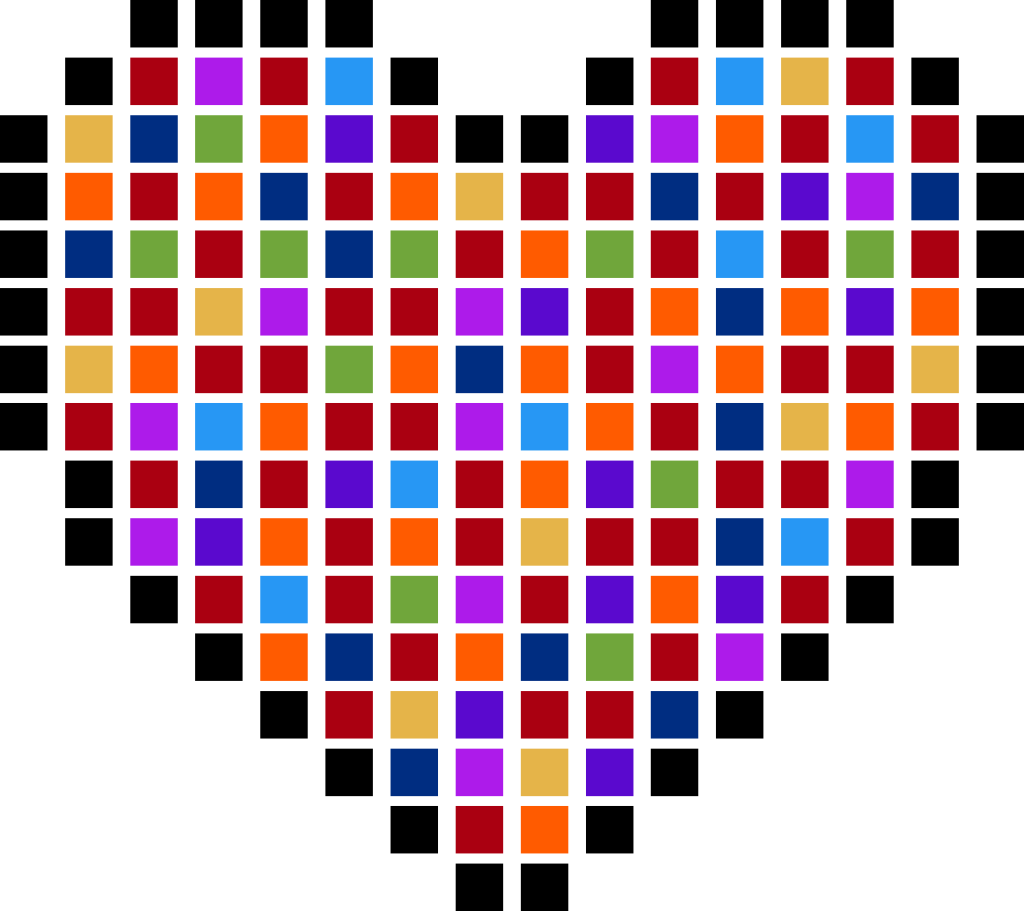 corazón pixelado vector