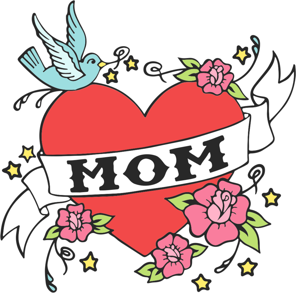 Heart mom tatttoo vector