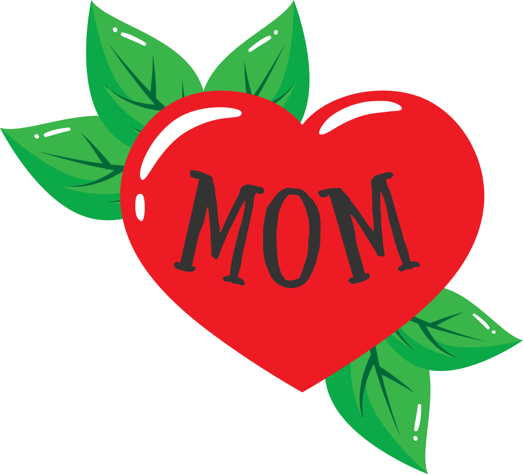 Heart mom tattoo leaf vector