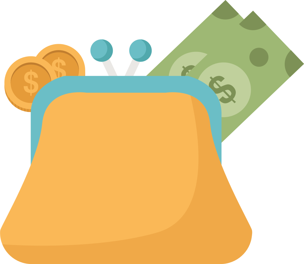 Money in purse vector