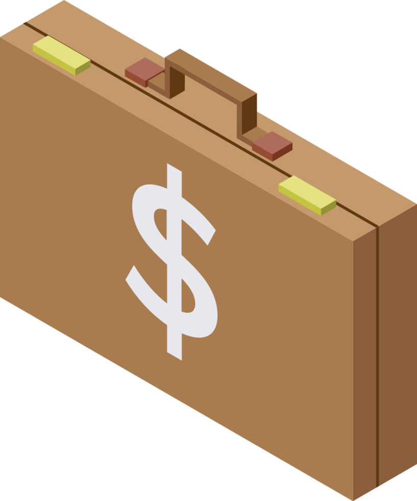 Money isometric suitcase vector