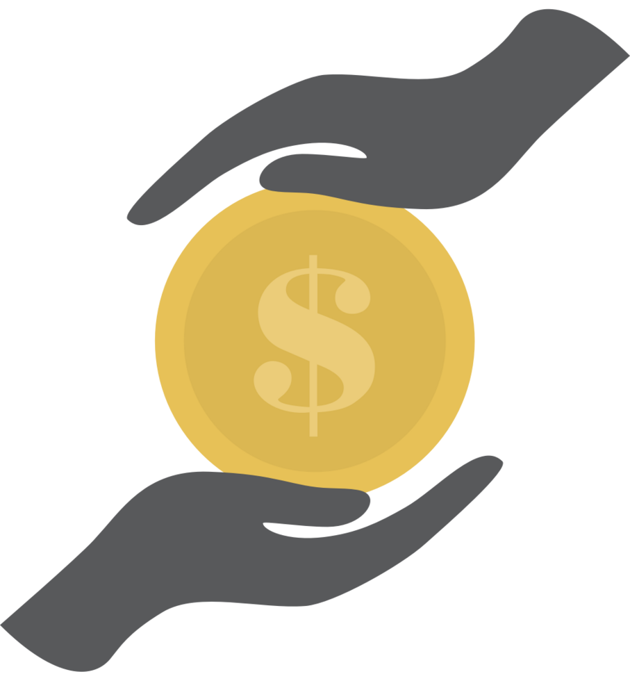 Coin dollar and hand vector