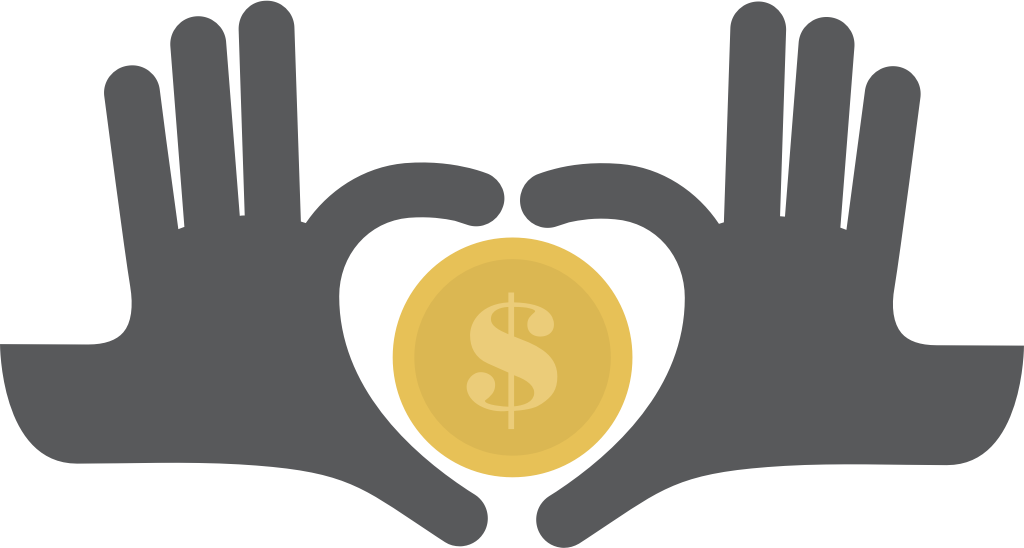 Coin dollar and hand vector