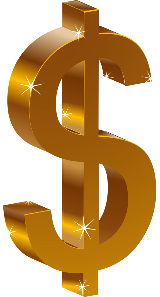 Dollar symbol 3D gold vector
