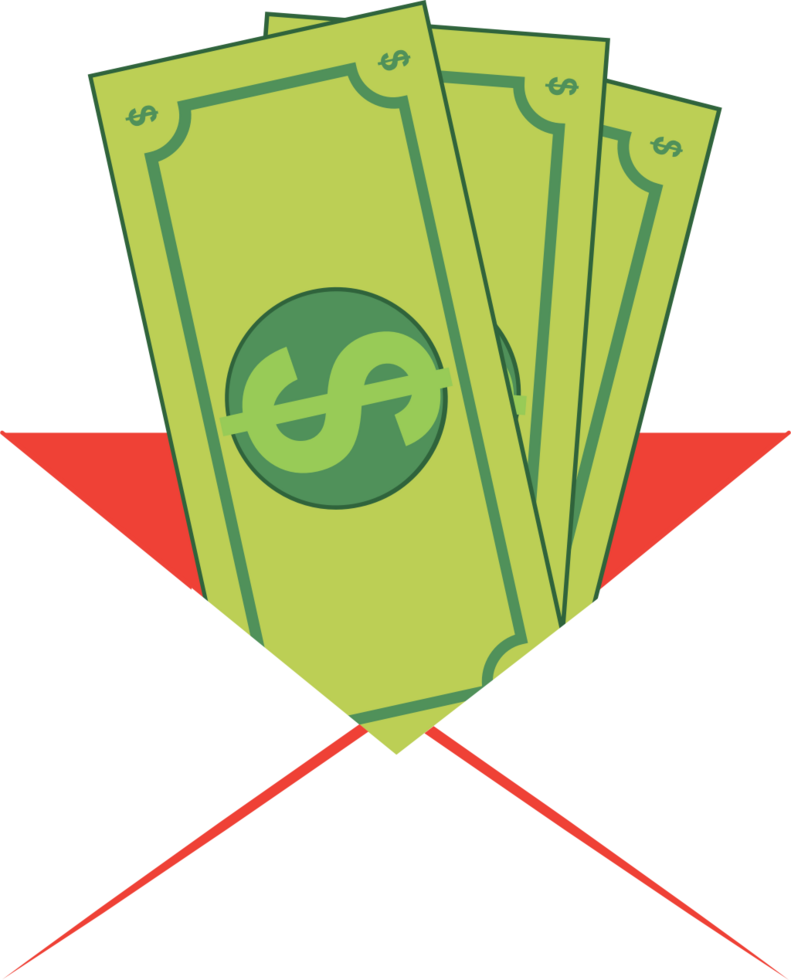 Money inside envelope vector