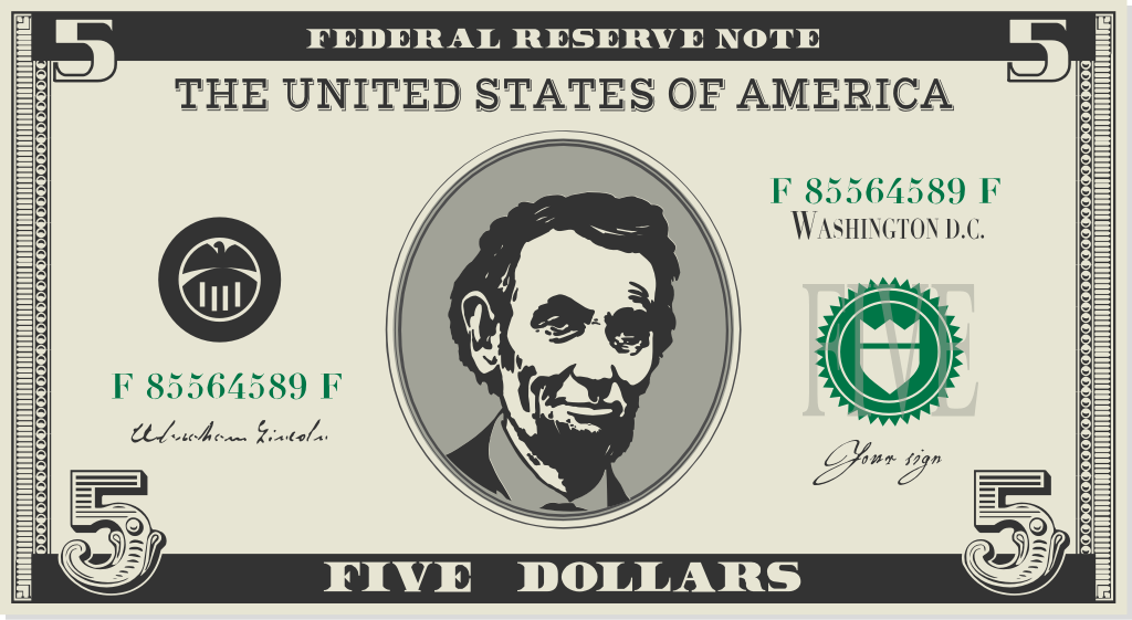 5 dollar bill vector