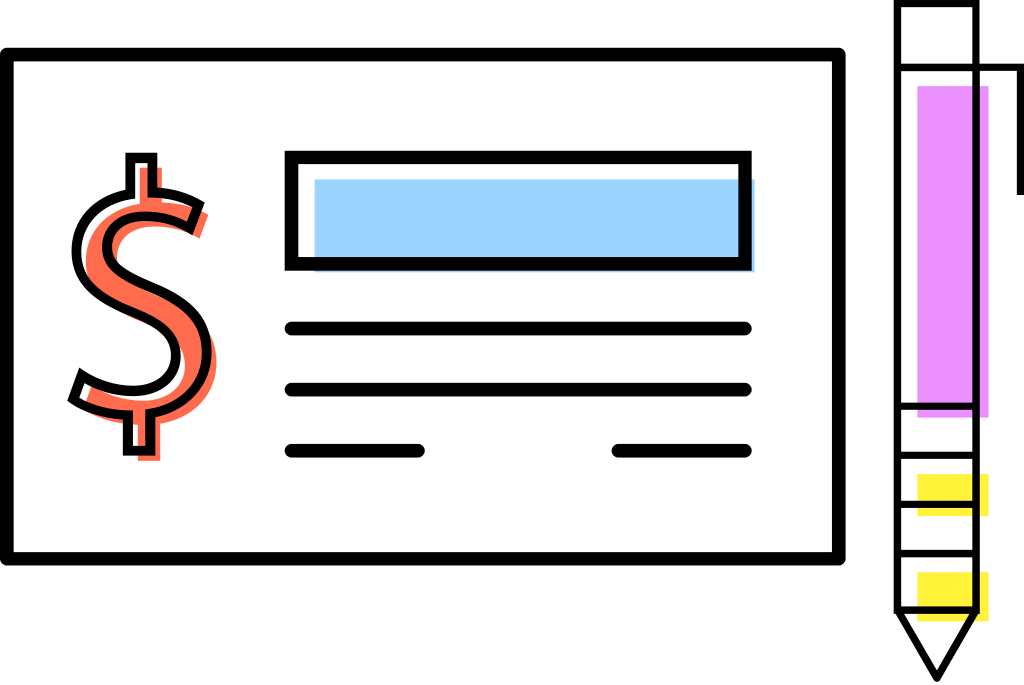 Thin line finance icon cheque vector