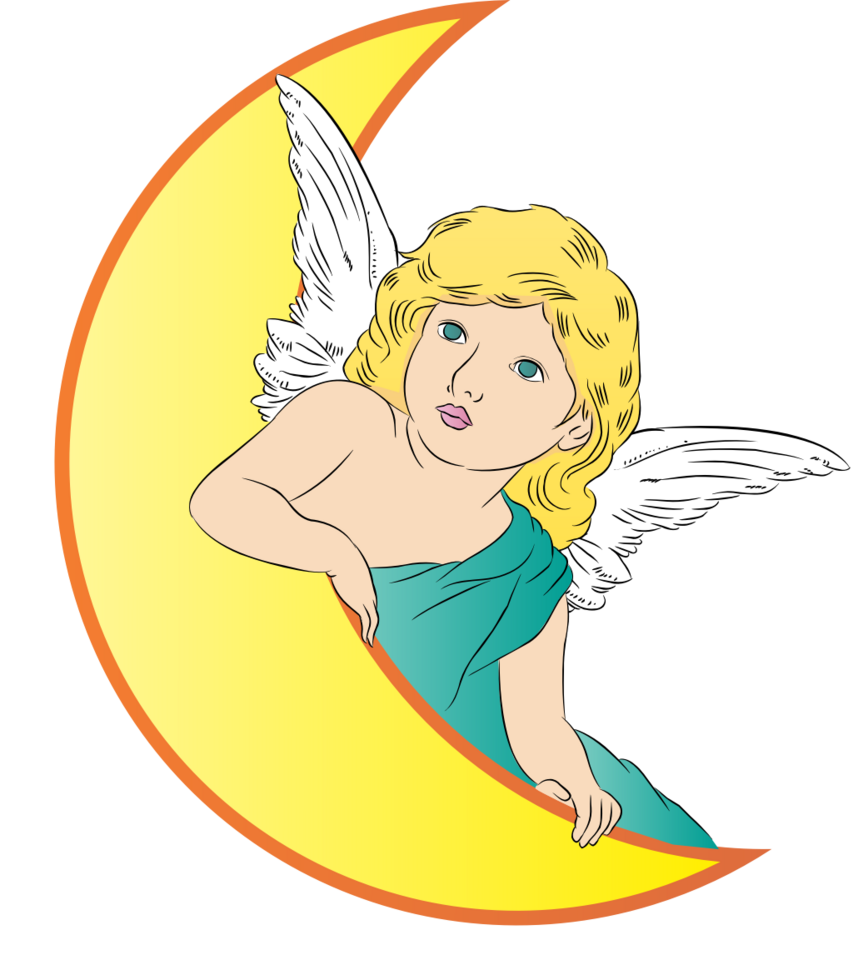 Angel behind moon vector