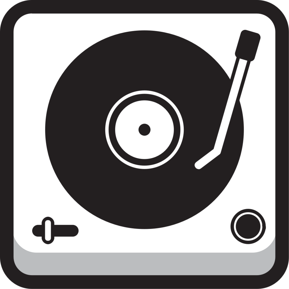 ronda icono de música cuadrada dj turn table vector