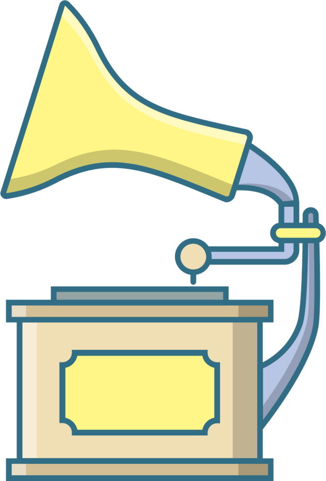 Music instrument line icon gramophone vector
