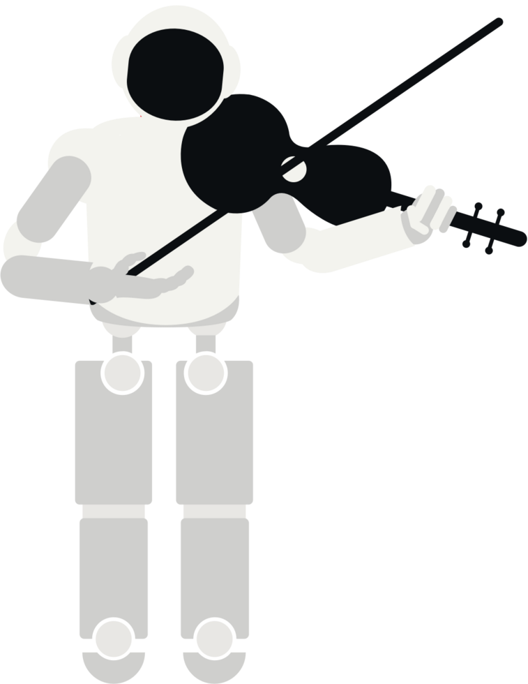 Robot playing music violin vector