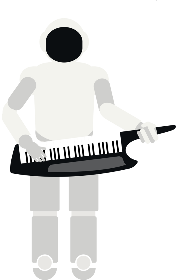 Robot playing music keyboard vector