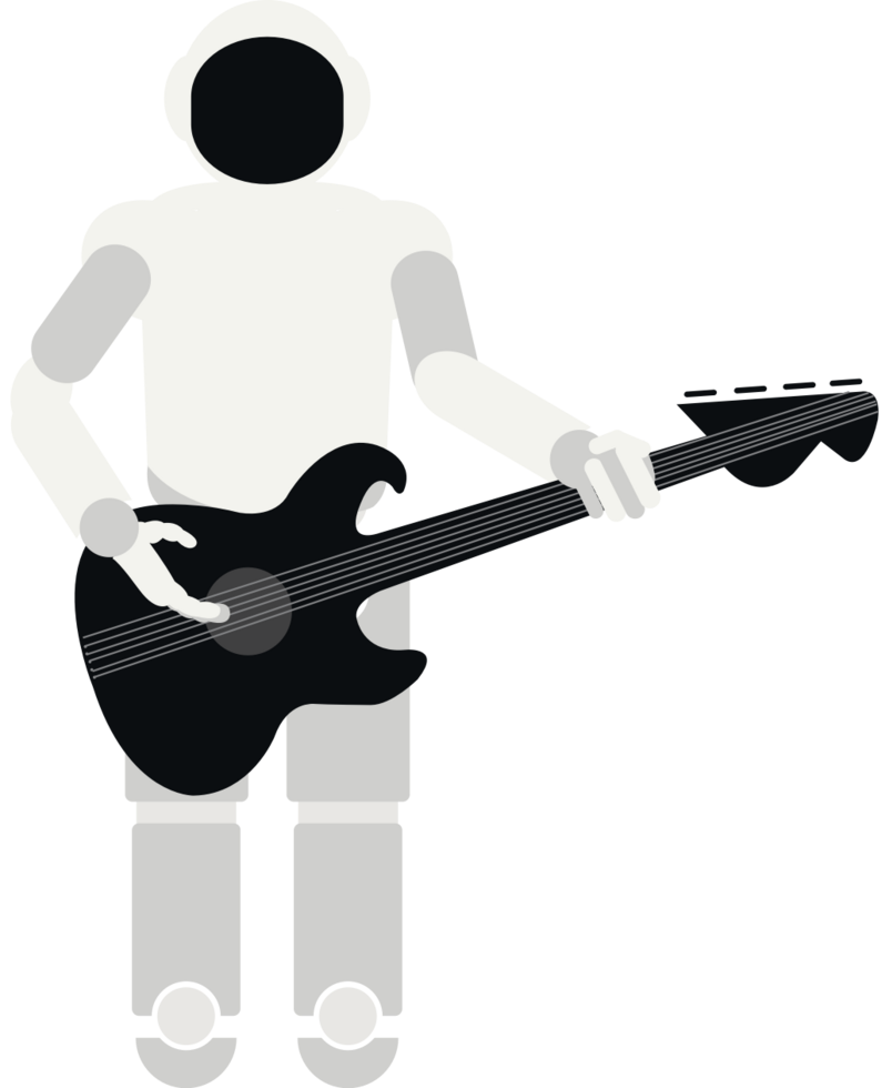 Robot playing music guitar vector