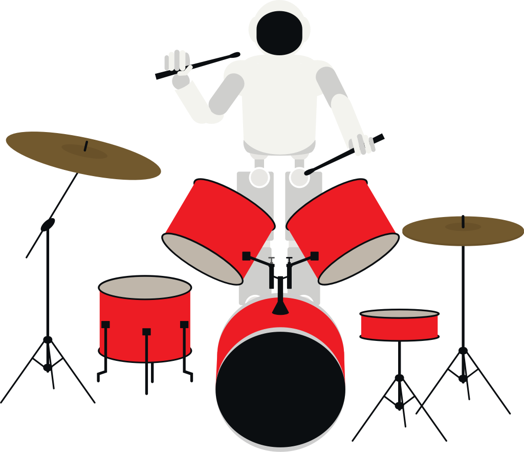 Robot playing music drum vector