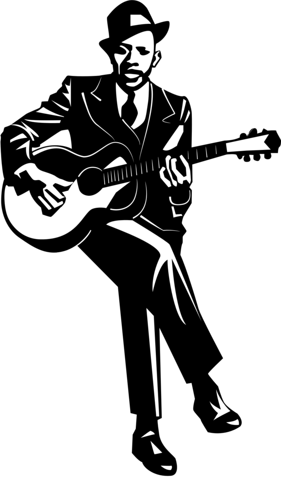 Guitar player sit vector