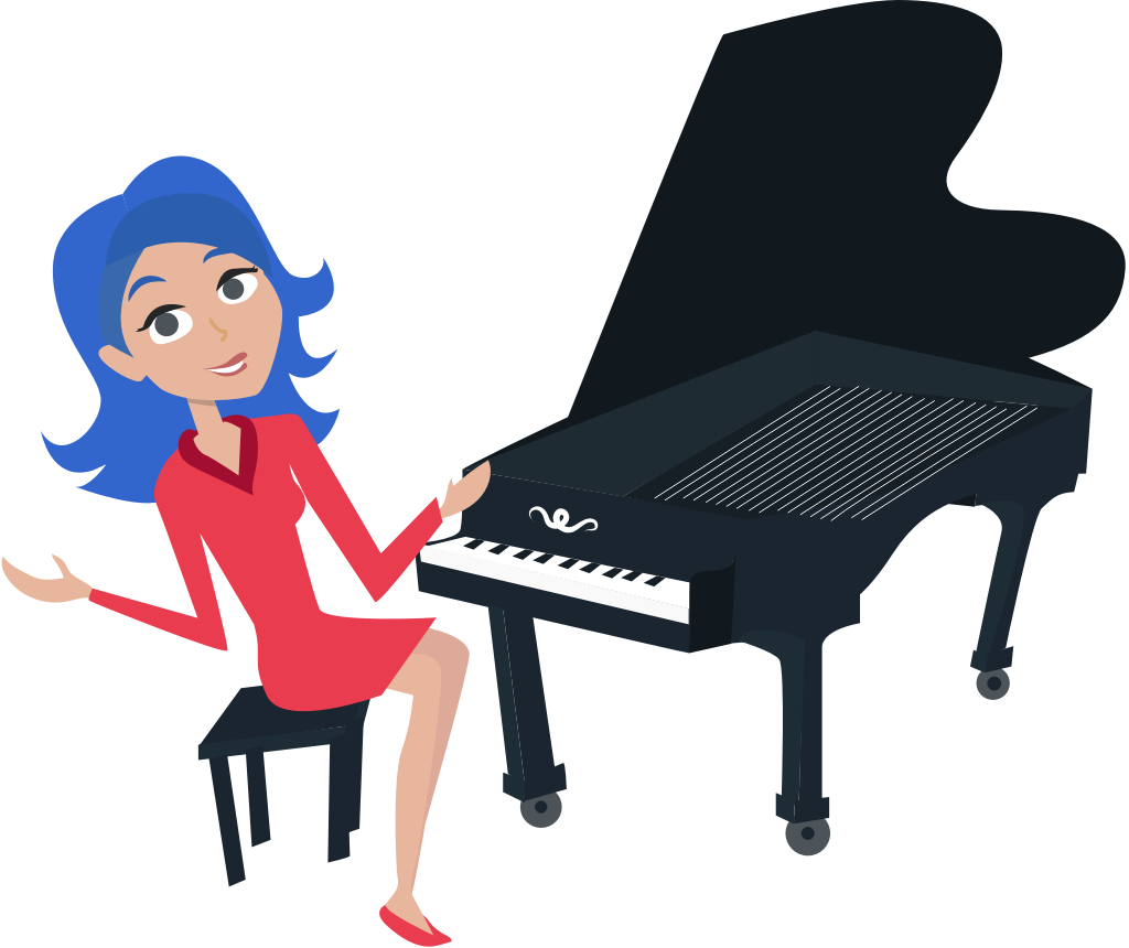 mujer en piano recital vector